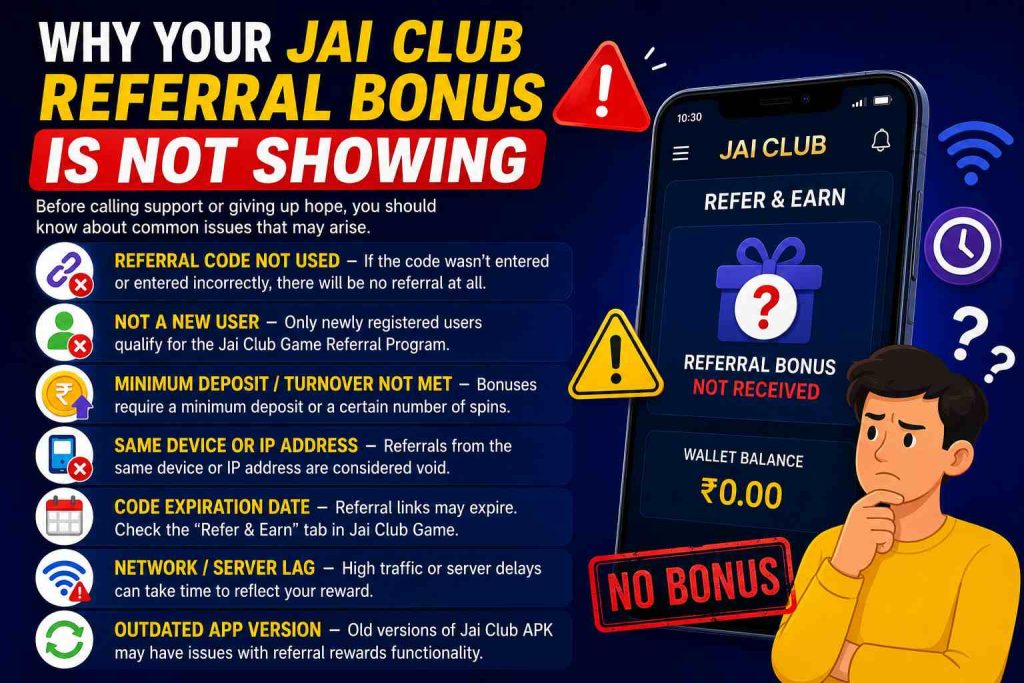 Jai Club Referral Bonus Issues